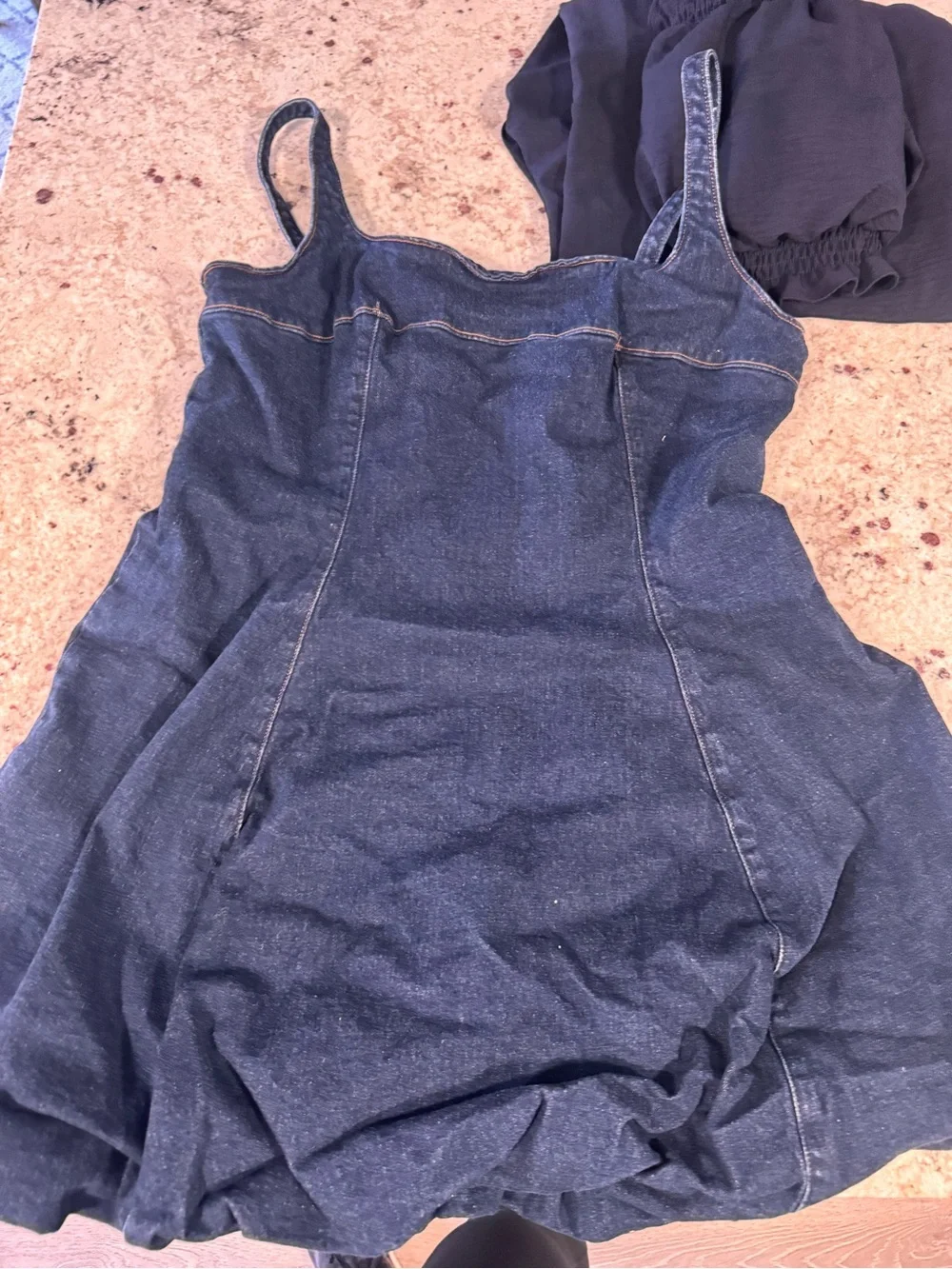 Abercrombie & Fitch Dark Blue Denim Spaghetti-Strap Dress